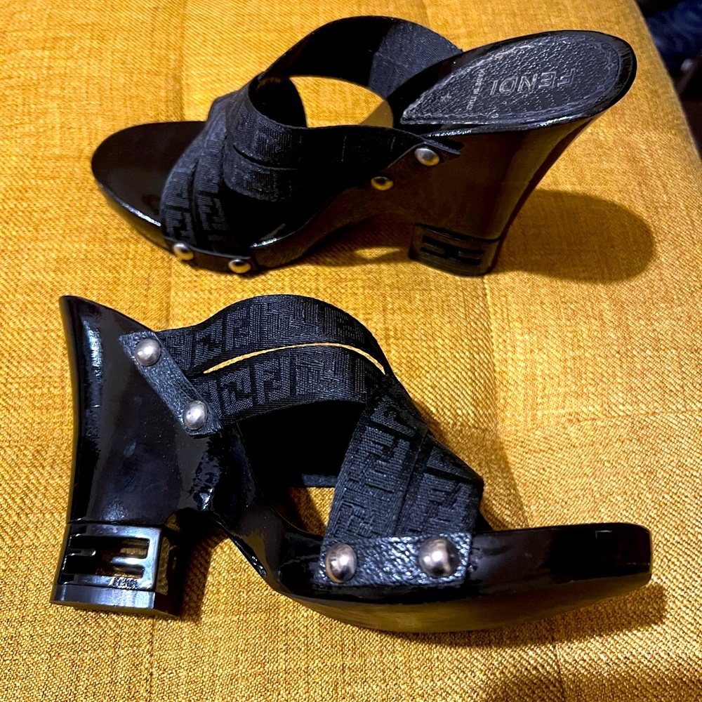 Fendi zucca wedge sandals